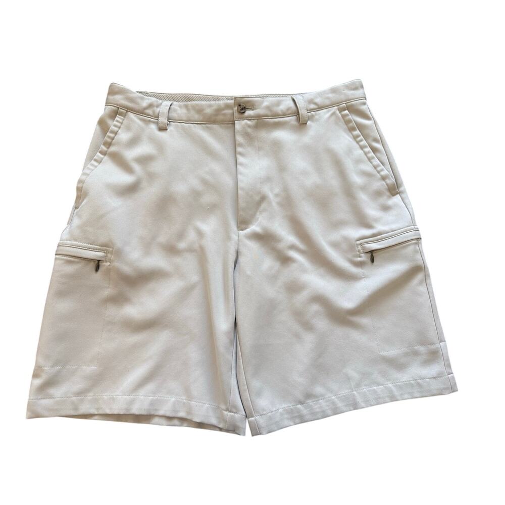 IZOD Mens PerformX Golf Shorts 34 Beige‎ Khaki Performance Cargo Athletic